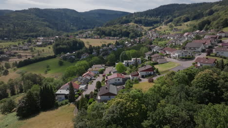 aerial footage of small german settlement in summer