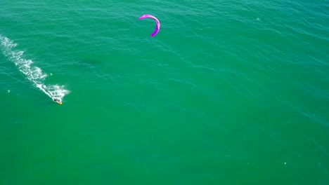 Kitesurfer-filmed-with-a-Drone,-Hossegor-Landes