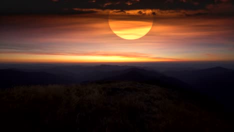 the beautiful mountain landscape against a sunrise. time lapse