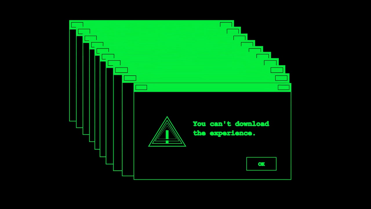 Retro Computer Error Message Windows Cascading on Black Background