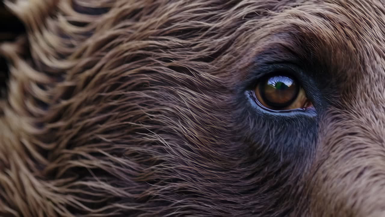 Close-up of a Brown Bear's Eye and Fur