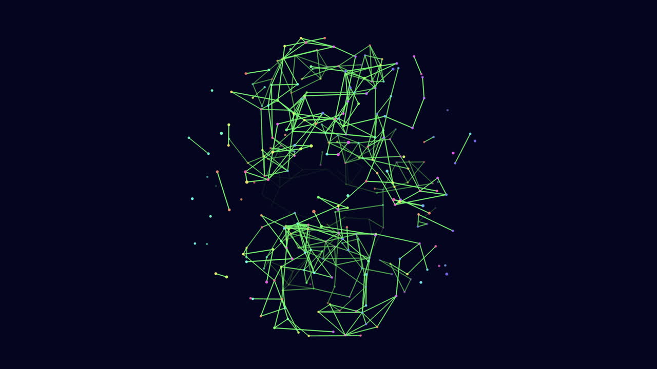 bola geométrica futurista con puntos y líneas de neón en el espacio oscuro