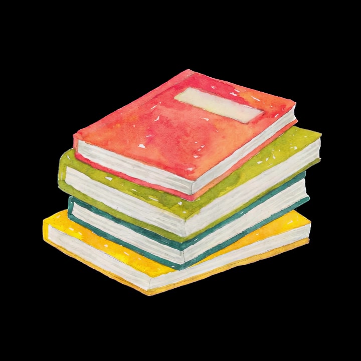 Colorful Watercolor Stack of Books Illustration