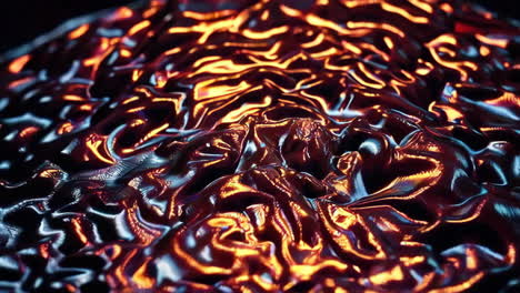 abstract molten metallic surface with fiery glow