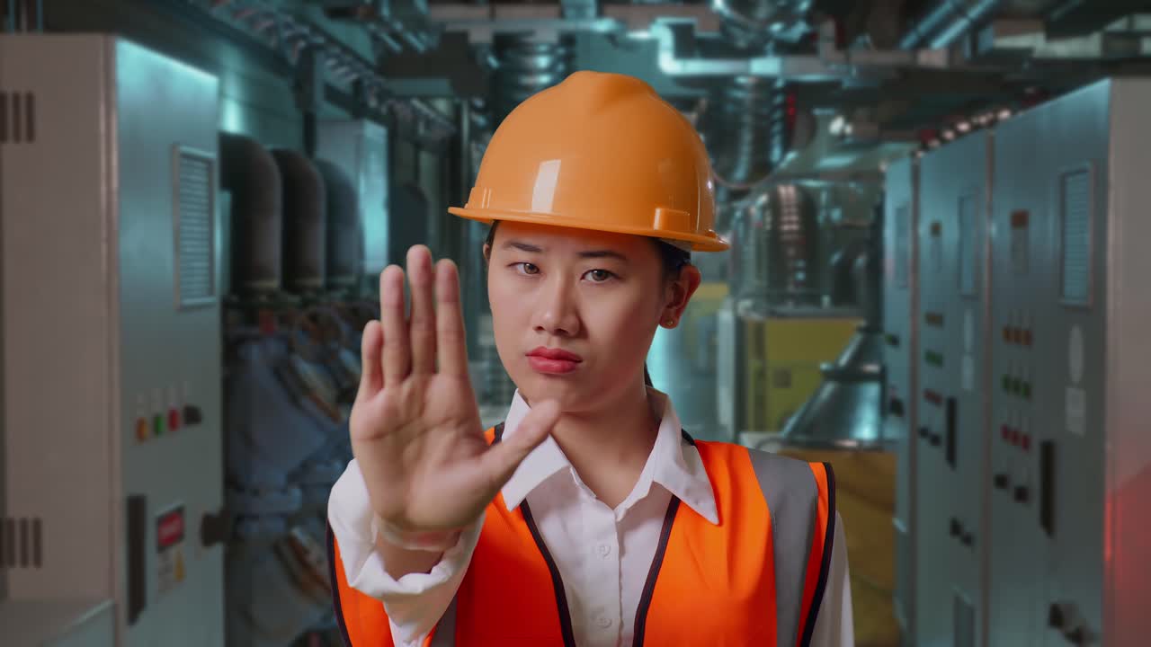 Engineer Preventing Access in Industrial Setting