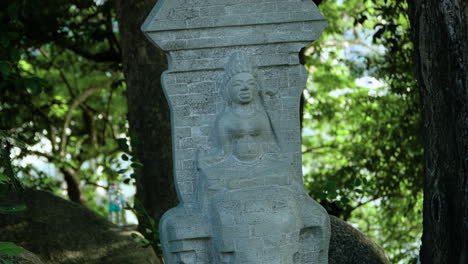 stone divine statues of ancient vietnamese culture, located near the po nagar temple complex in the city of nha trang, vietnam