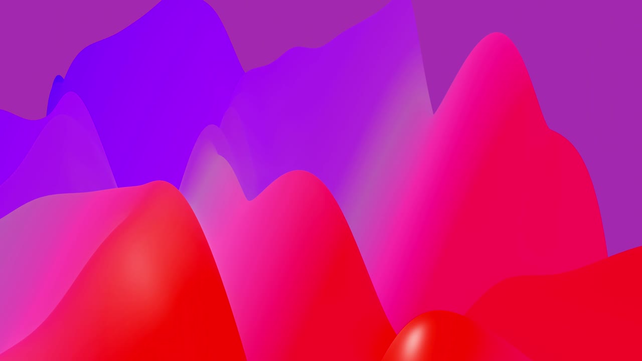 4k abstracto en bucle fondo fantástico, gradiente líquido de pintura con brillo interno forma colinas o picos que cambian suavemente en el ciclo. hermosas transiciones de color rojo azul. 6