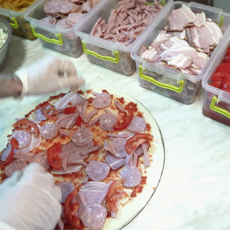 food ingredients for pizza on table close up. making a pizza sqare video