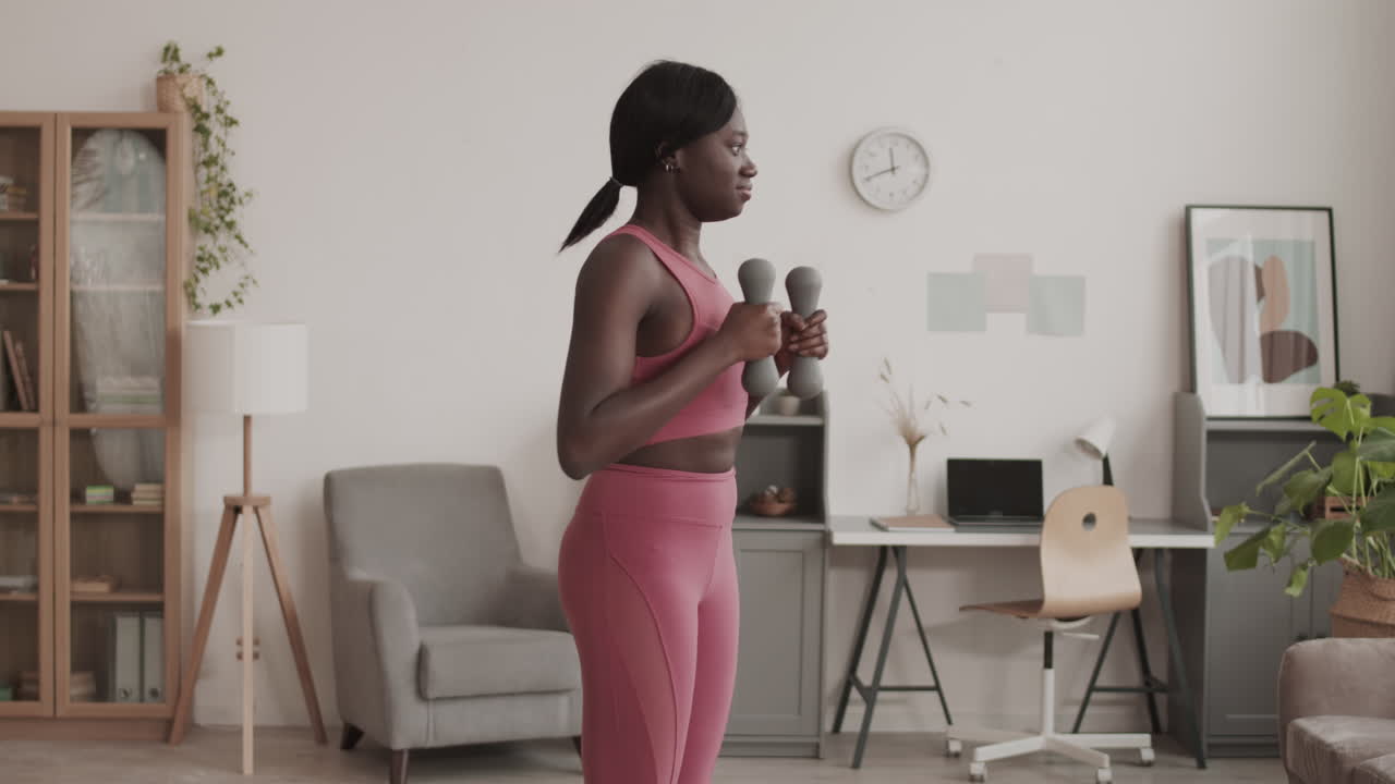 African Woman Exercising at Home