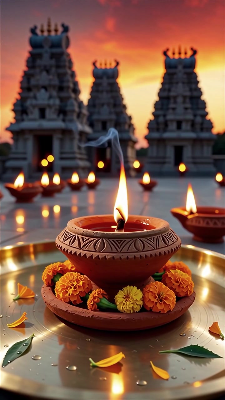 Diwali Festival Background with Lanterns and Traditional Diyas Decorations