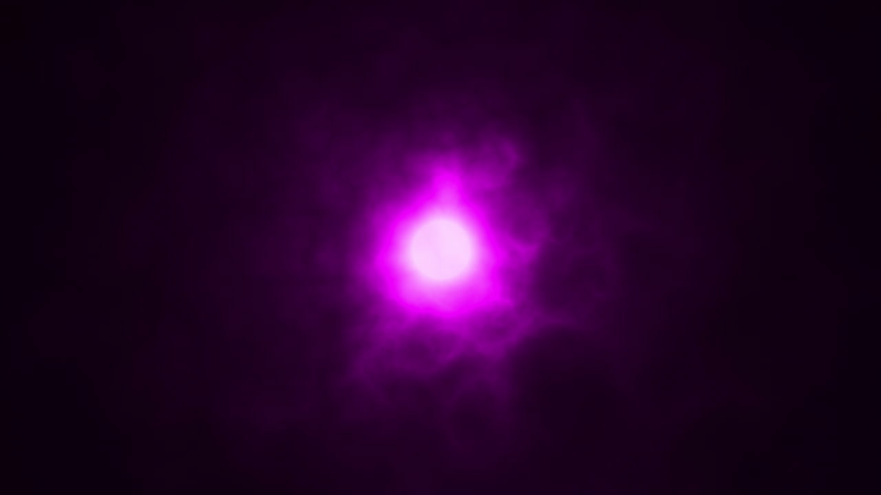 Abstract Purple Colored Orb with Fractal Energy Patterns Flowing Gently Past Central Light. Black Background Light Motion Graphics.