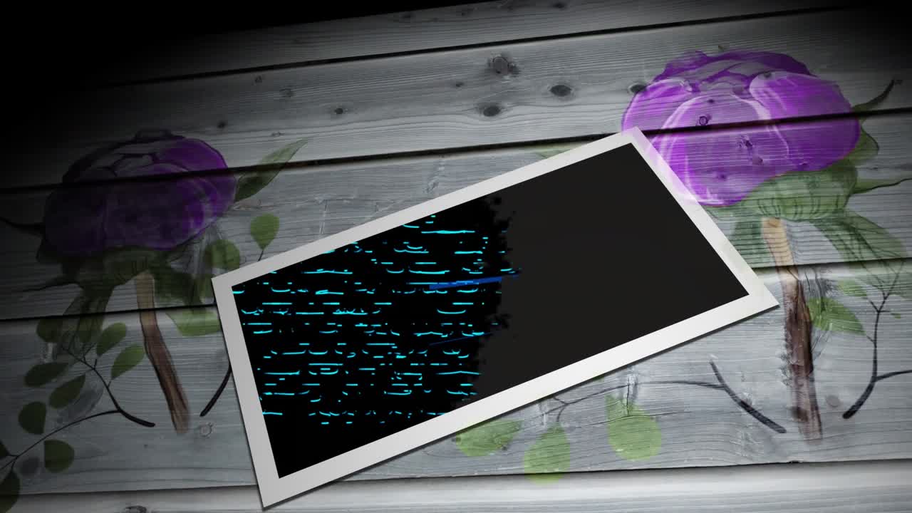 Animation of tablet and flowers on wooden background