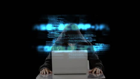 Hacker-Mit-Laptop-Und-Codes-Video
