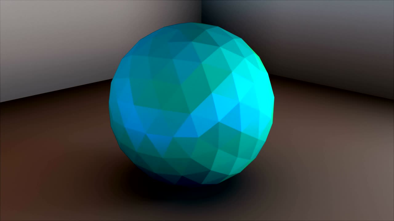 Low poly sphere is in the corner, simple shape, 3d rendering modern background