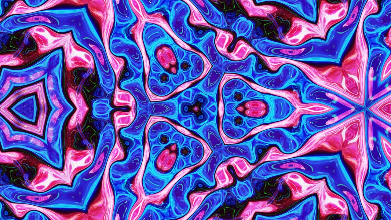 3d elegante abstracto en bucle bg como patrón simétrico ondulado como estructura caleidoscópica con ondas, vidrio líquido multicolor con hermosos colores de gradiente. 4k animado fluido colorido de moda