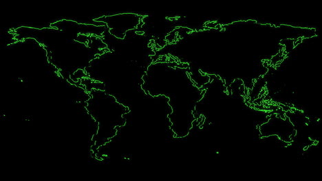 animación de interferencia sobre el mapa del mundo en fondo negro