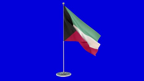 kuwait 3d illustration of the waving flag on a pole with chroma key