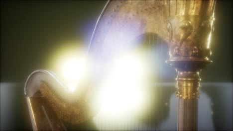 Harp-instrument-in-dark-with-bright-lights