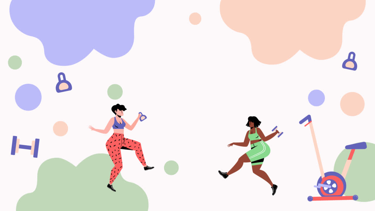 gráfico de movimiento de diseño plano abstracto post de fitness en instagram