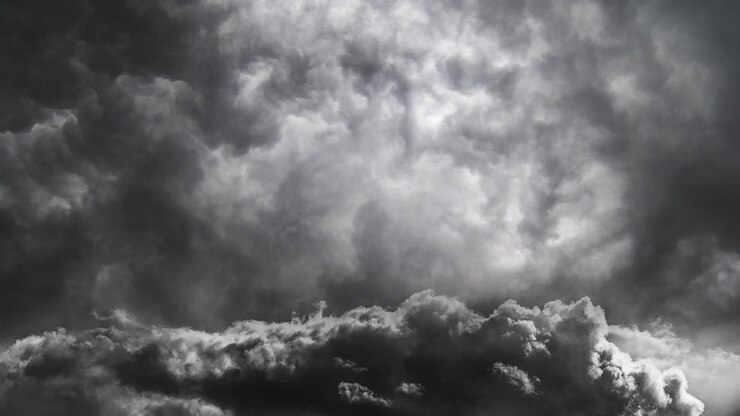 Heavy Lightning Storm and gray clouds