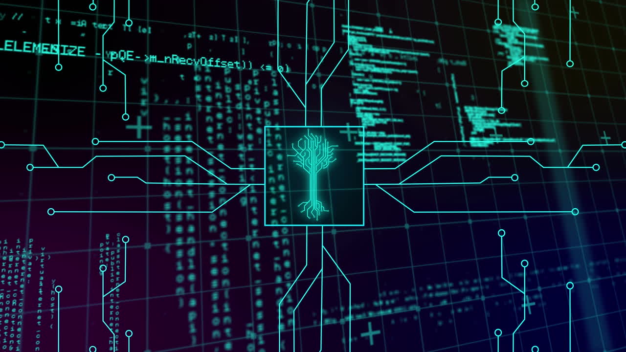animación de un circuito integrado a través del procesamiento de datos en una pantalla digital