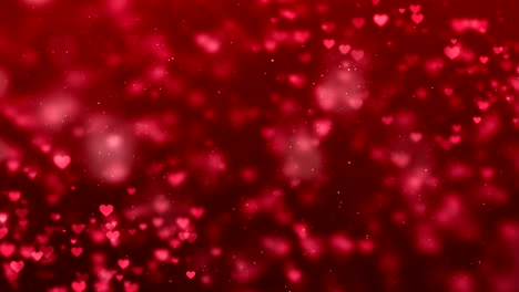 abstract christmas gradient red gradient background with bokeh glitter and red hearts shape flowing, valentine day love relationship holiday event festive concept