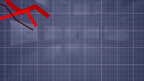 animación de líneas rojas y procesamiento de datos en la oficina