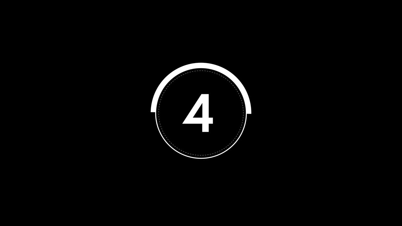 Ten second modern white digital countdown timer with rotating circle on easy-to-use transparent background