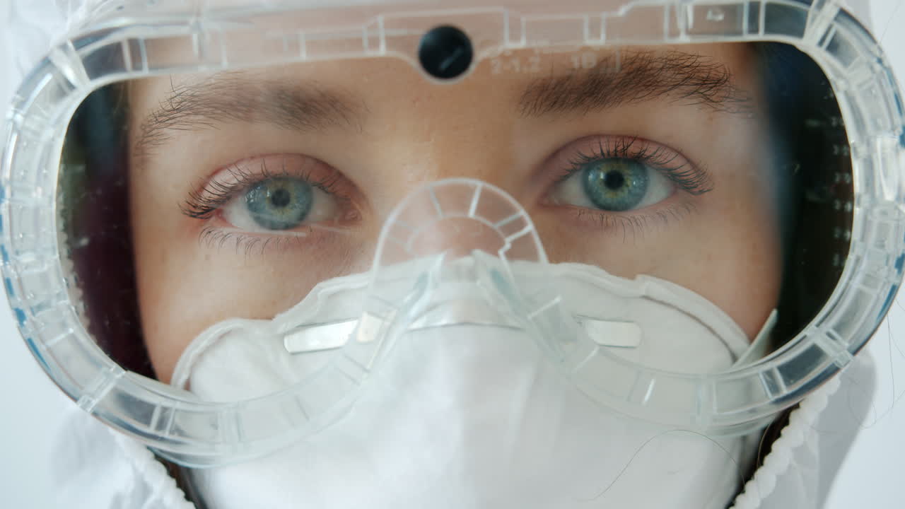 mujer con equipo de protección