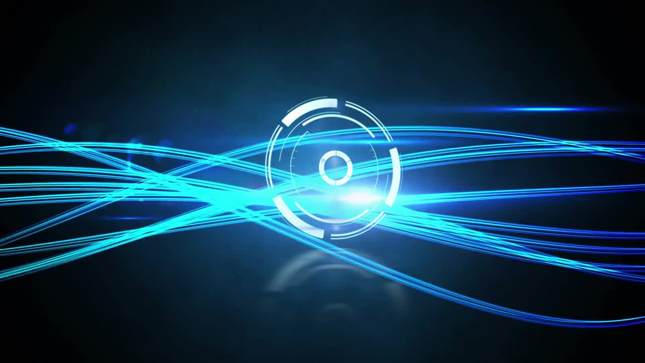 Blue streams emerging left and flowing right while rotating rings pulsing visualizing energy