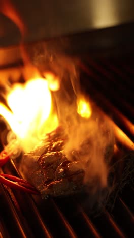 steak grilling on a hot grill