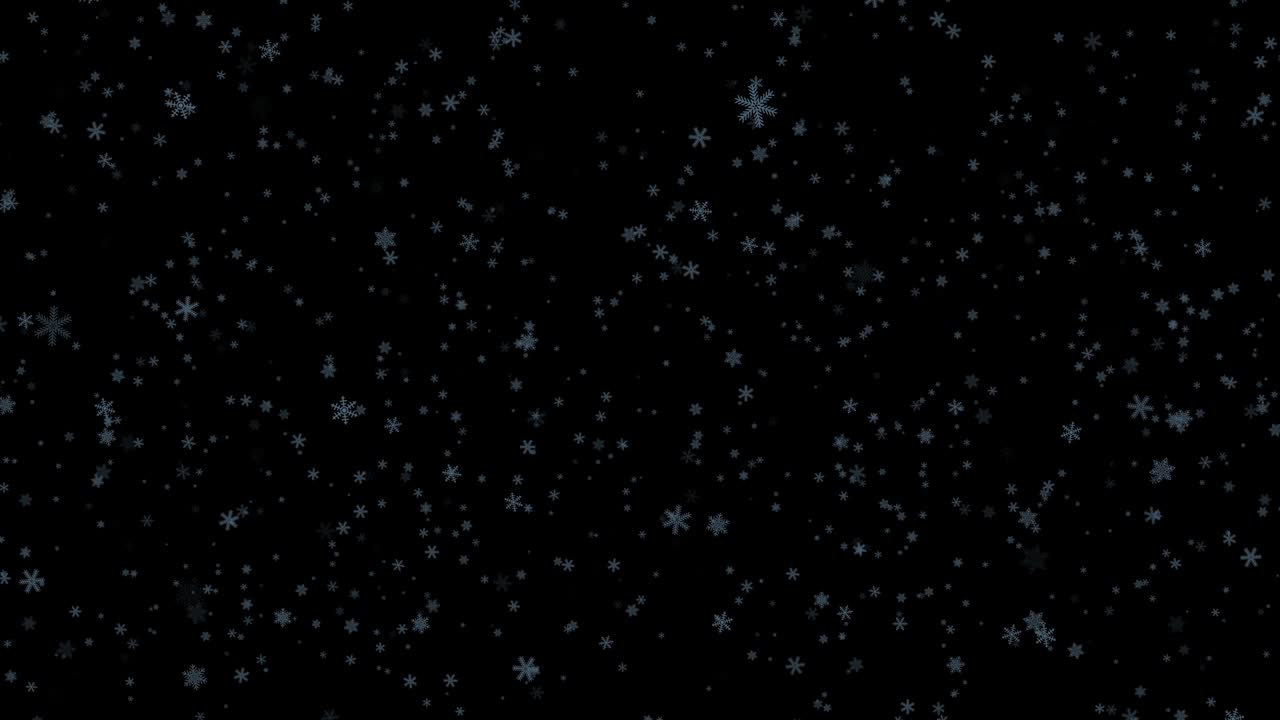 4k Flying Snowflakes. Black background