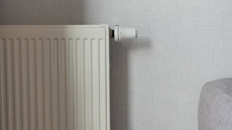 innenraum mit heizkörper und thermostat