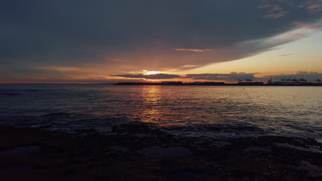 final moments of sun on horizon creating magical moment with stunning light