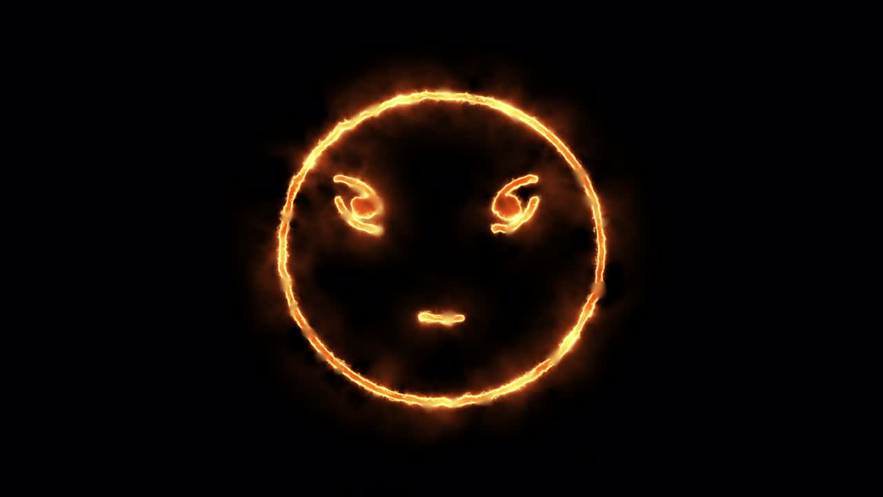 Volto fastidioso di fuoco. Effetto fuoco.