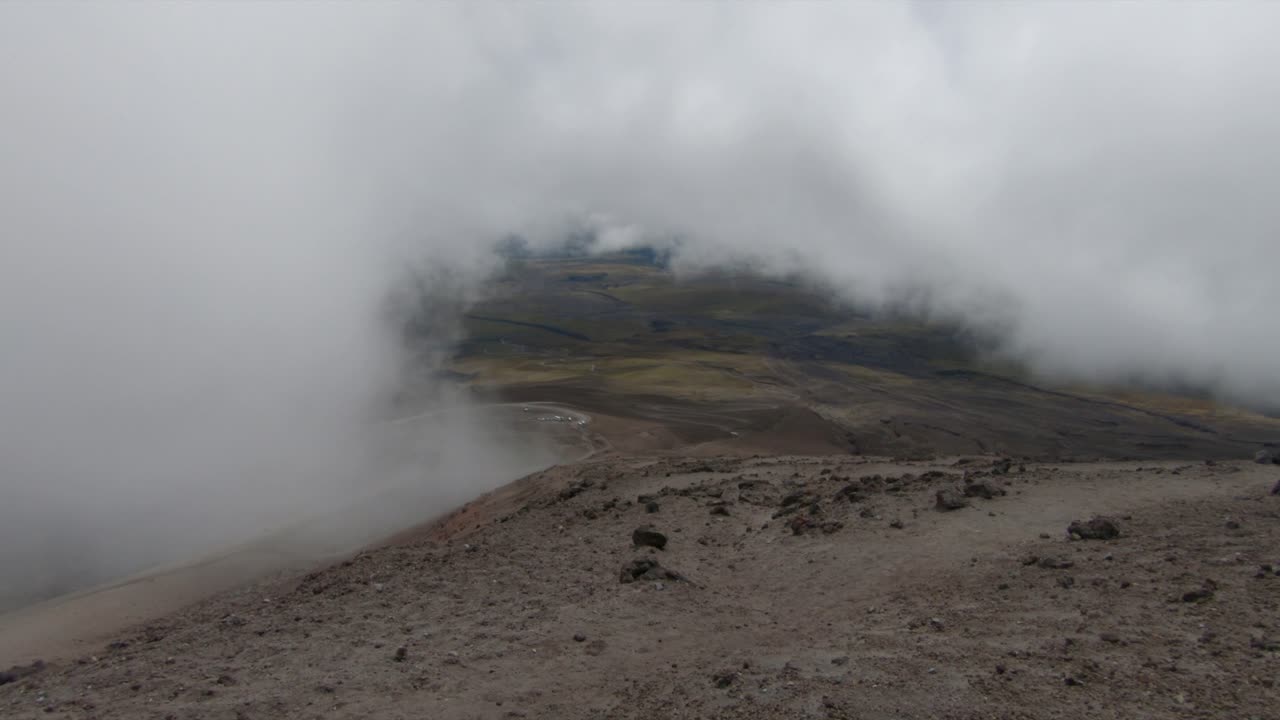 Ecuador Cotopaxi Andes mountains volcano national park alpine fog covered valley