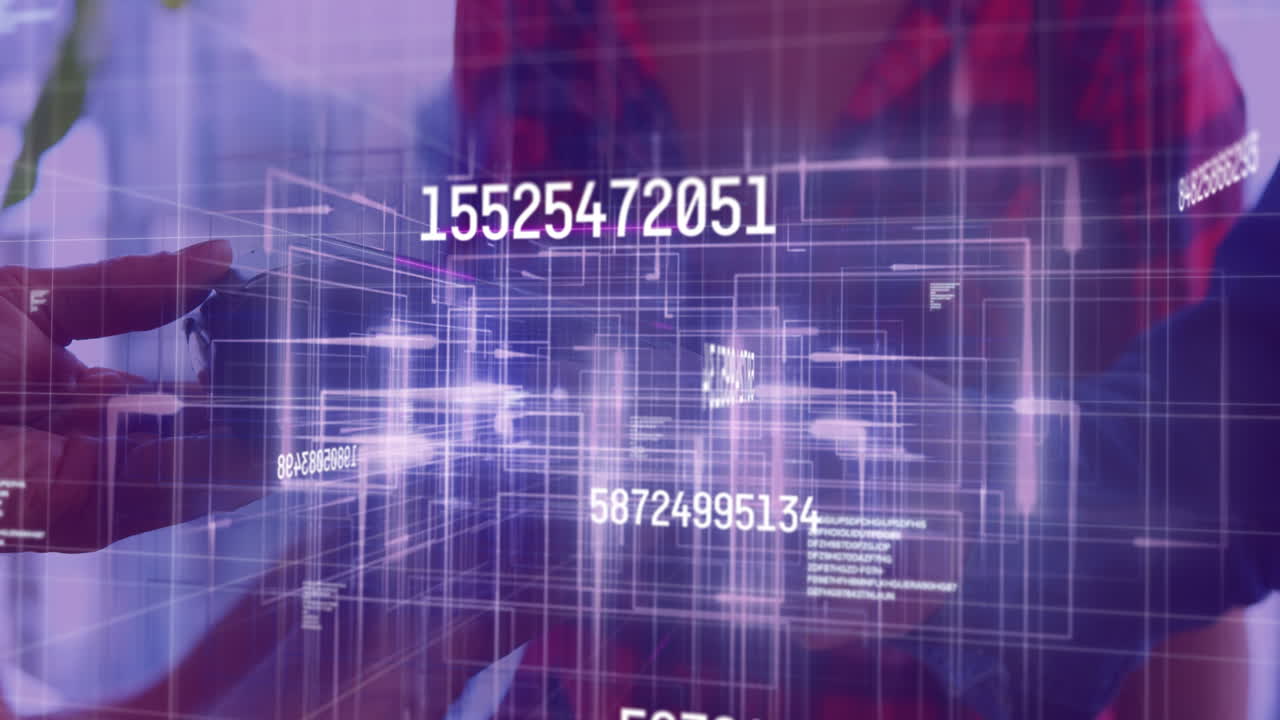 Animation of data processing over diverse people paying with credit card