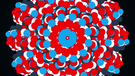 el ordenador generó un fondo abstracto a partir de círculos de colores parpadeantes. el caleidoscopio convierte las partículas de colores en una imagen, renderización 3d