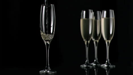 flutes being filled in super slow motion