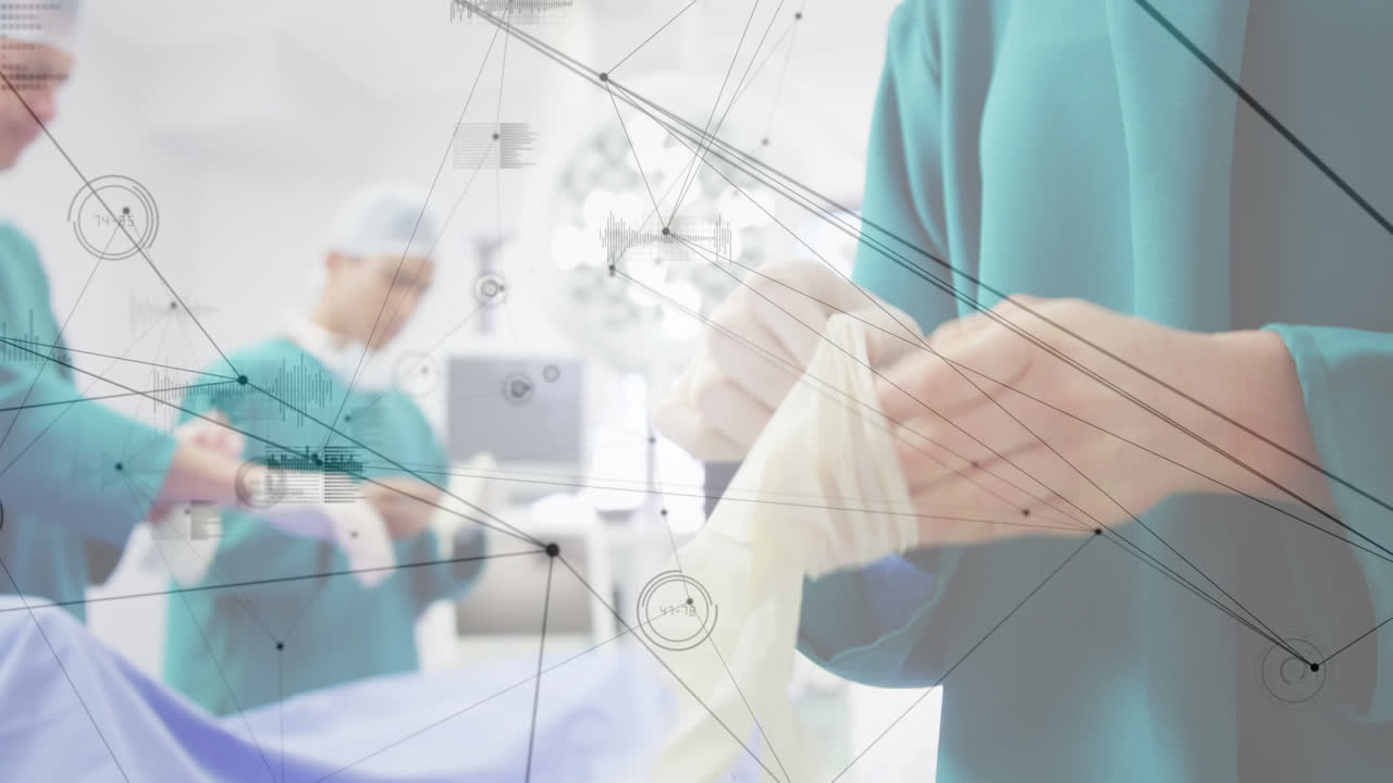 수술 중에 다양한 외과 의사 간의 연결 네트워크의 애니메이션