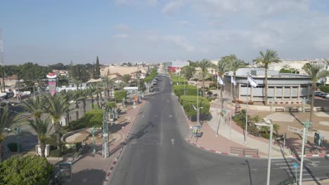 aerial-shot-of-the-main-entrancing-at-netivot-city,-israel