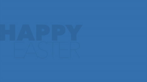 happy easter on blue background with black bold text