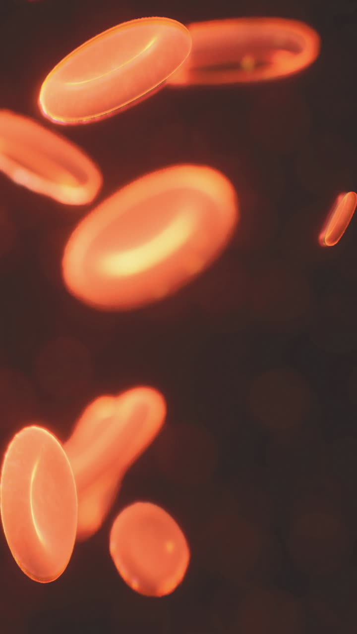 Red and orange shapes floating in dark space during a close up view