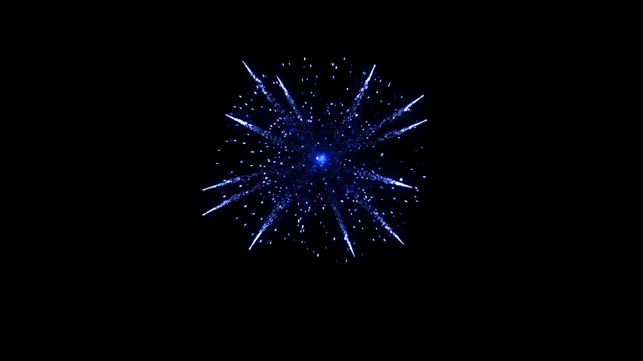 Vibrant blue firework bursts with glittering sparks in night sky. Ideal for New Year, 4th of July, or festive celebration overlays