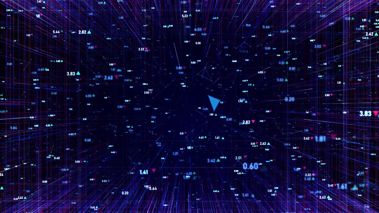 Futuristic Stock Market Background with Binary Code and Neural Network Connections
