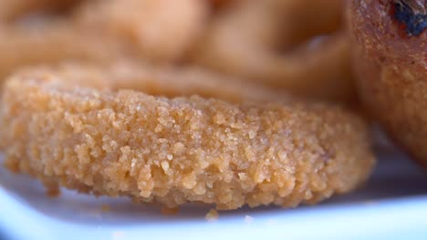 close-up of fried onion rings