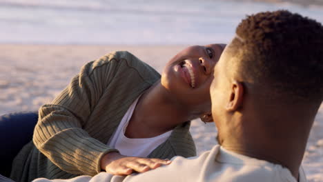 Black-couple,-summer-beach-love