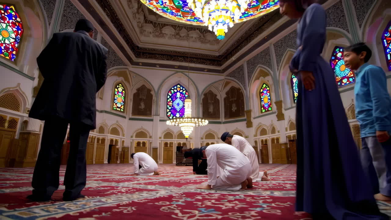 모스크 에서 기도 하는 사람 들