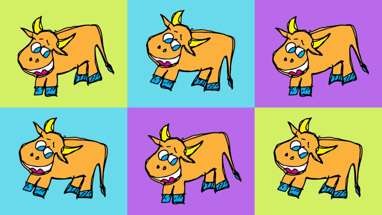 niños dibujando arte pop fondo sin costuras con el tema de la vaca