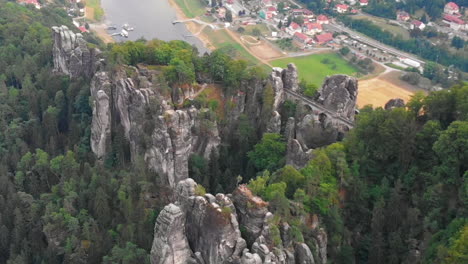 aerial view of saxon switzerland bastei bridge, bad schandau, germany